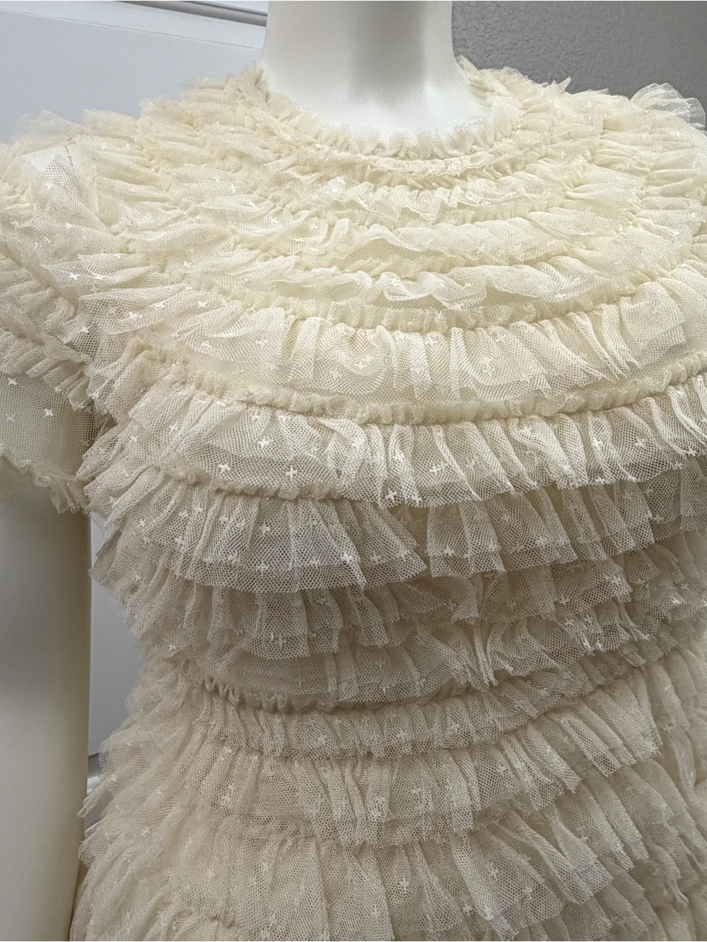 Needle & Thread Cream Ruffled Tulle Tiered Maxi Dress NWT - Size 14 (shortened) - Picture 2 of 16